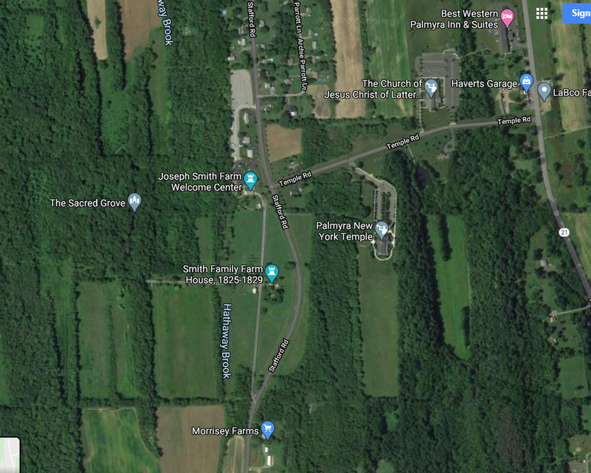 A Snapshot of a Google Map featuring the Smith Farm at Palmyra